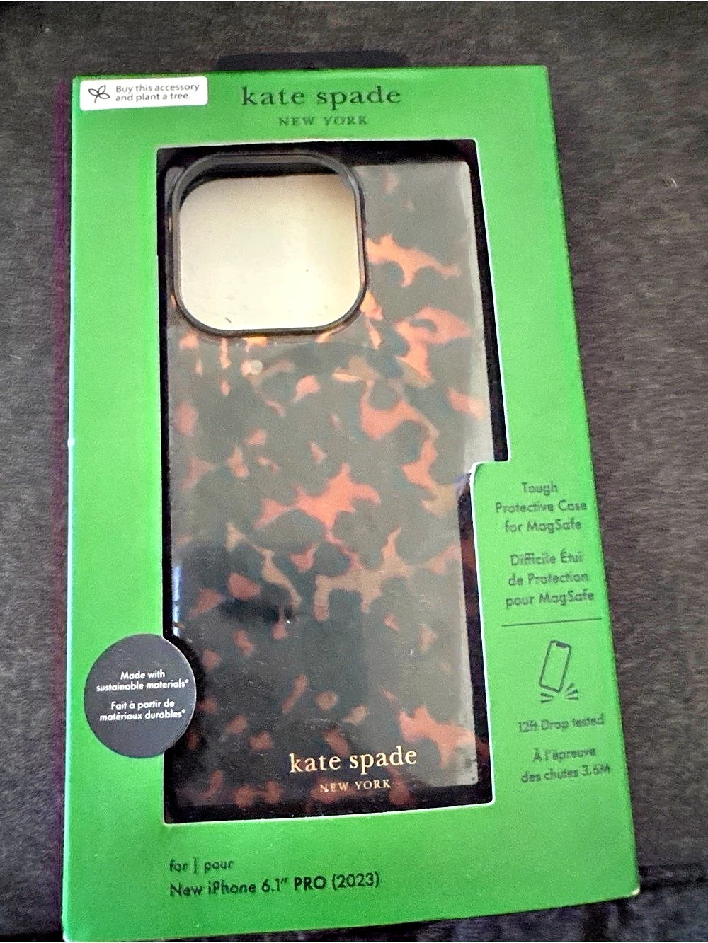 kate spade Protective Case for MagSafe iPhone 6.1" Case Black & Orange